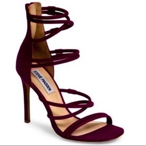 NWOT! Steve Madden Burgundy Strappy evening sandal /w back zipper.